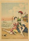 DESIGNER UNKNOWN. [4 BATHING BEAUTIES.] Group of 4 posters. Circa 1930s. Each 21x15 inches, 53x40 cm.